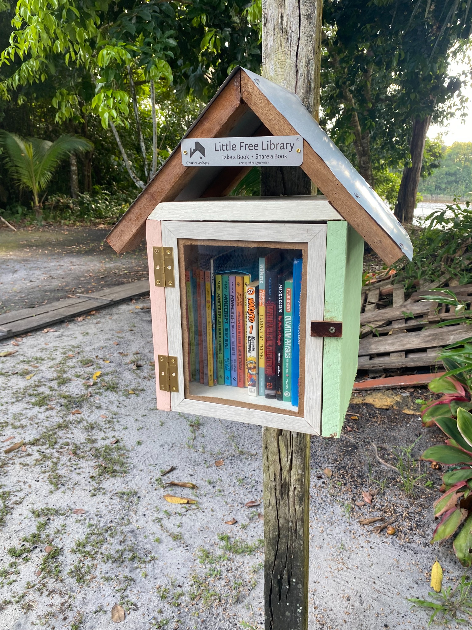 Finished Little Free Library at Dora River Landing